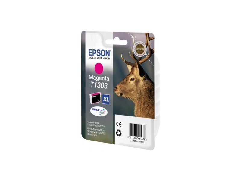 Epson bläckpatron Magenta T1303 för skrivare, förpackning med bild av en get