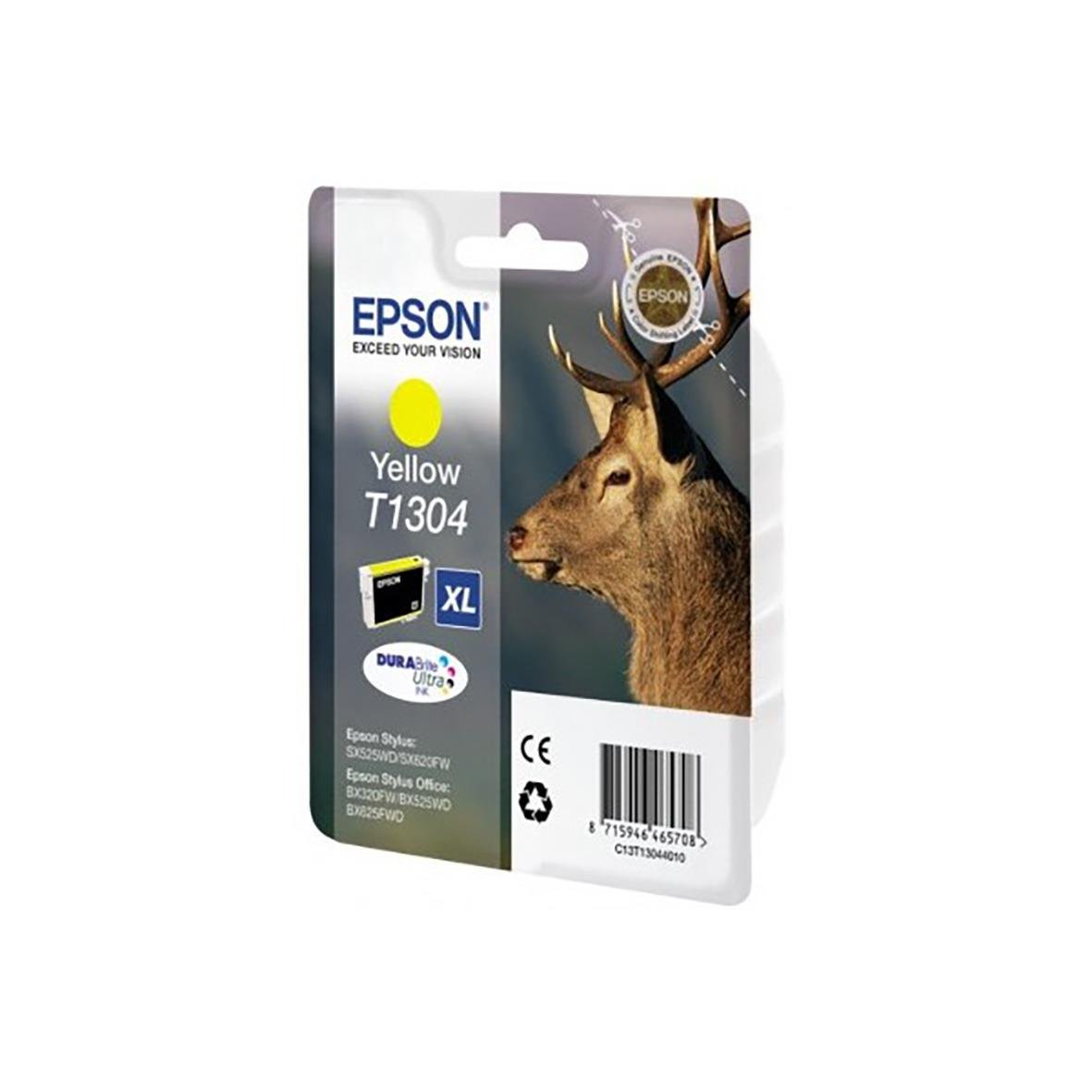 Epson bläckpatron C13T13044010 gul för skrivare, förpackning med bild av en get
