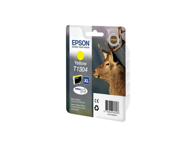 Epson bläckpatron C13T13044010 gul för skrivare, förpackning med bild av en get