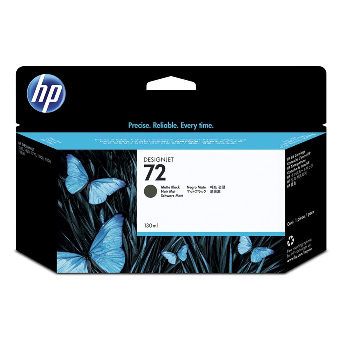 HP 72 bläckpatron 130ml C9403A i svart med blå fjärilar på förpackningen