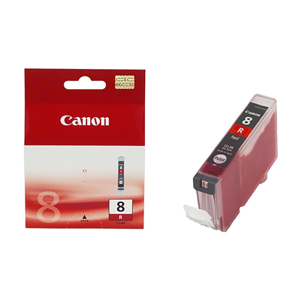Röd bläckpatron Canon CLI-8R i förpackning