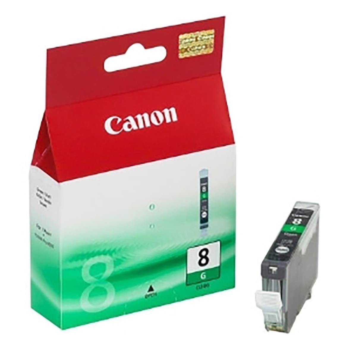 Canon CLI-8G grön bläckpatron i röd och vit förpackning