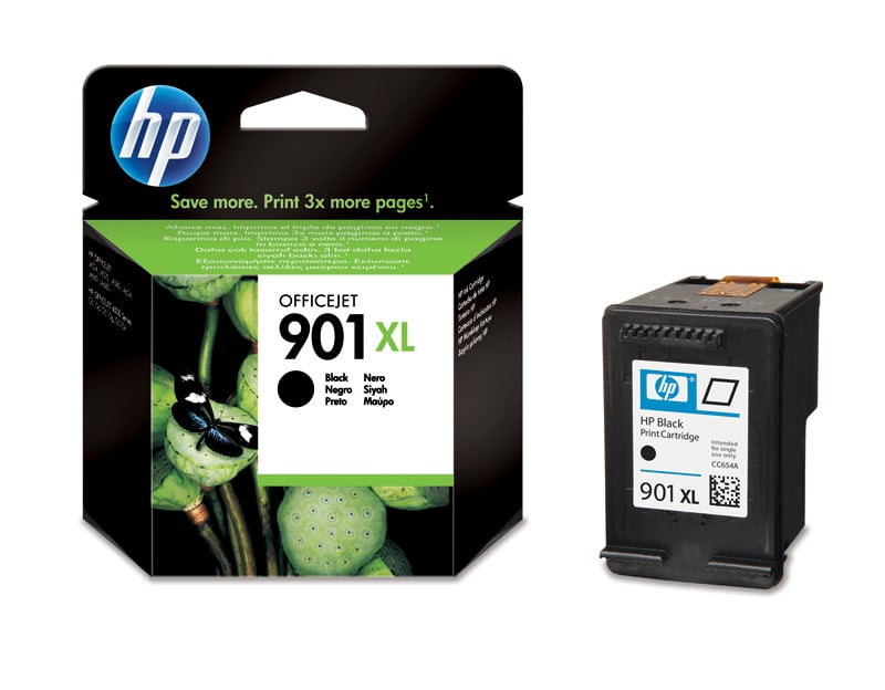 HP 901XL svart bläckpatron i förpackning och separat patron