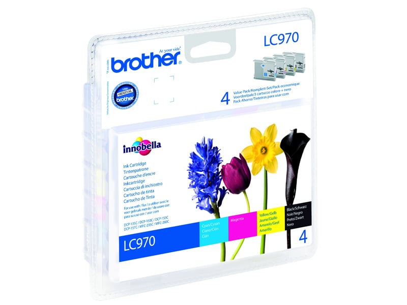 Brother bläckpatron Valuepack LC970VALBP med svart, cyan, magenta och gul färg
