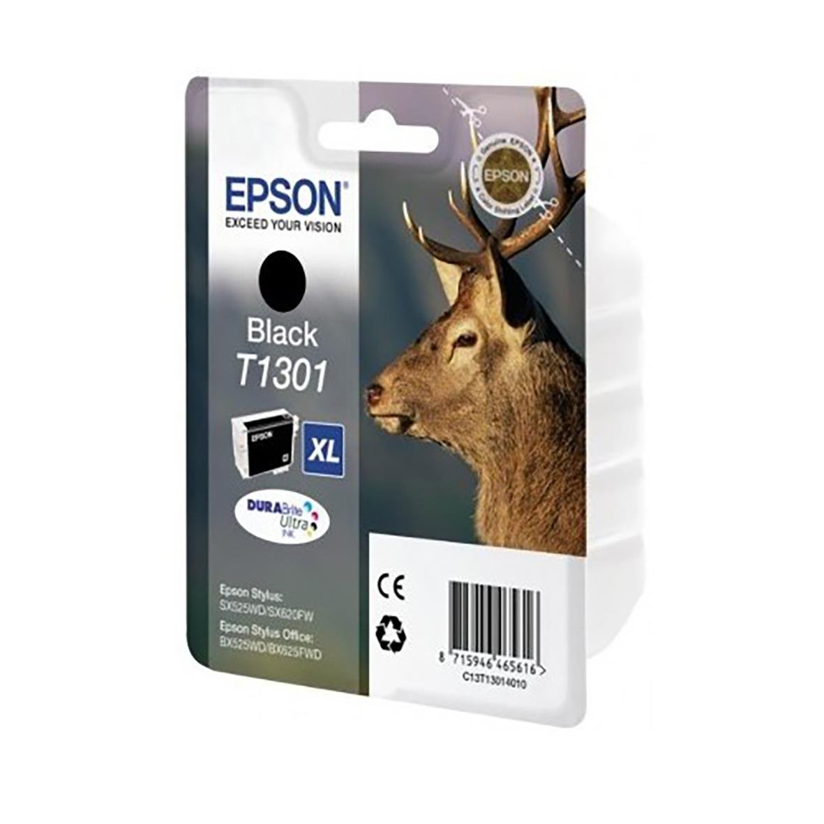 Epson bläckpatron C13T13014010 svart med bild av ett rådjur på förpackningen