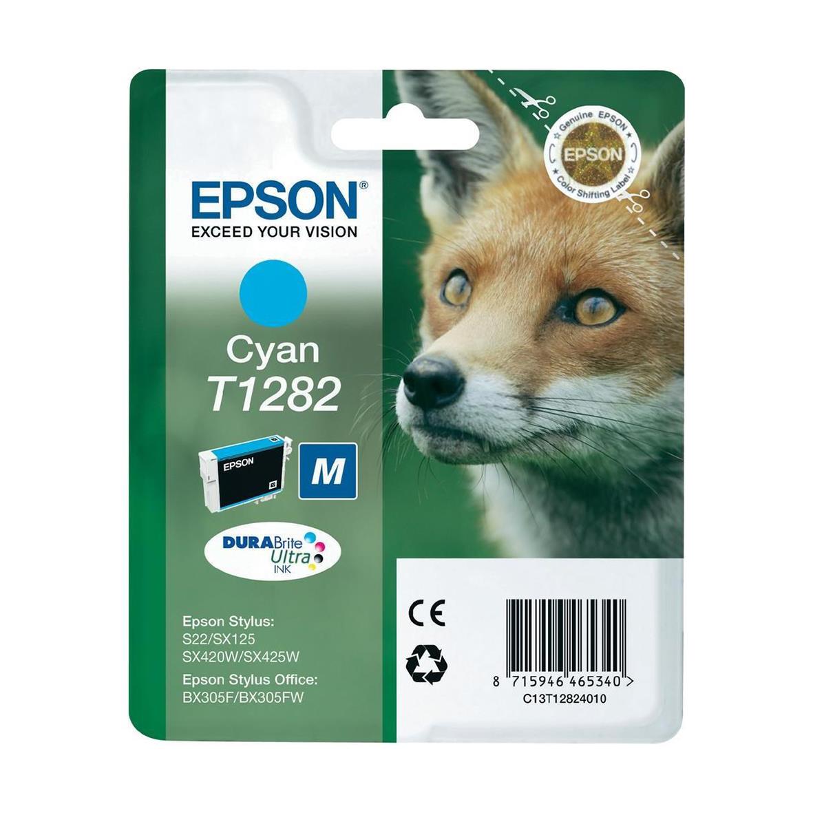 Bläckpatron Epson Stylus SX125 Cyan med bild av räv