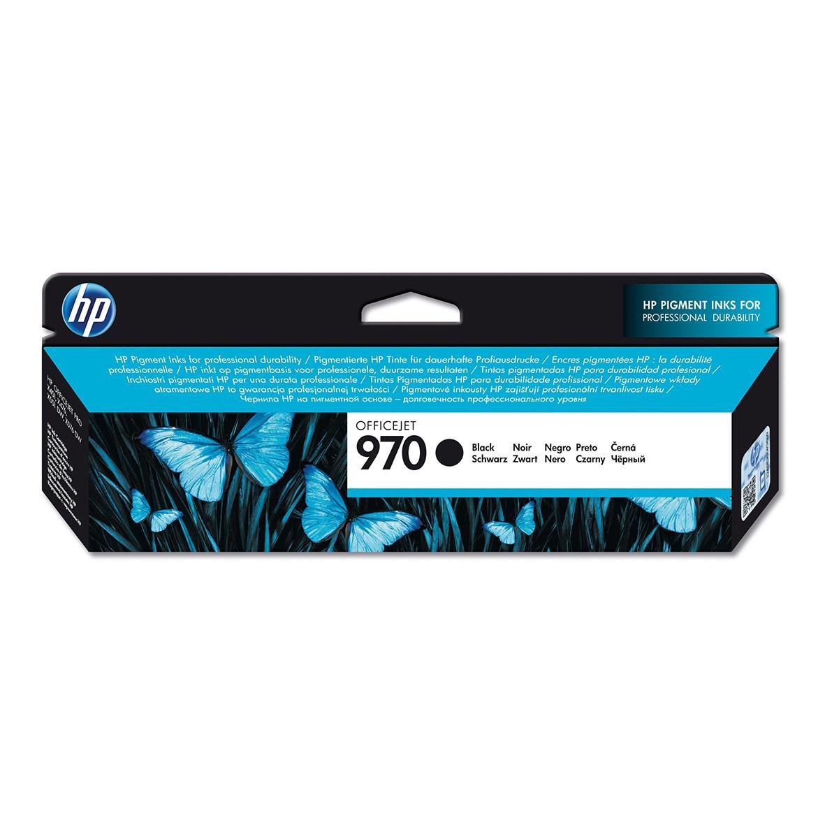 HP No970 CN621AE svart bläckpatron med blå fjärilar på förpackningen