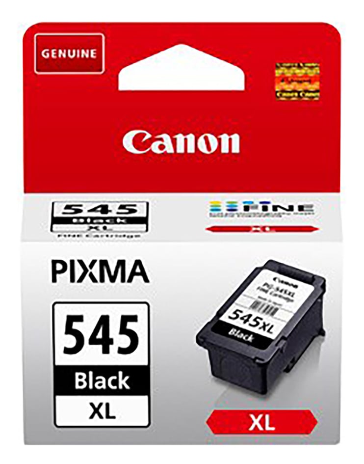 Canon PG-545XL svart bläckpatron i förpackning med röd och vit design