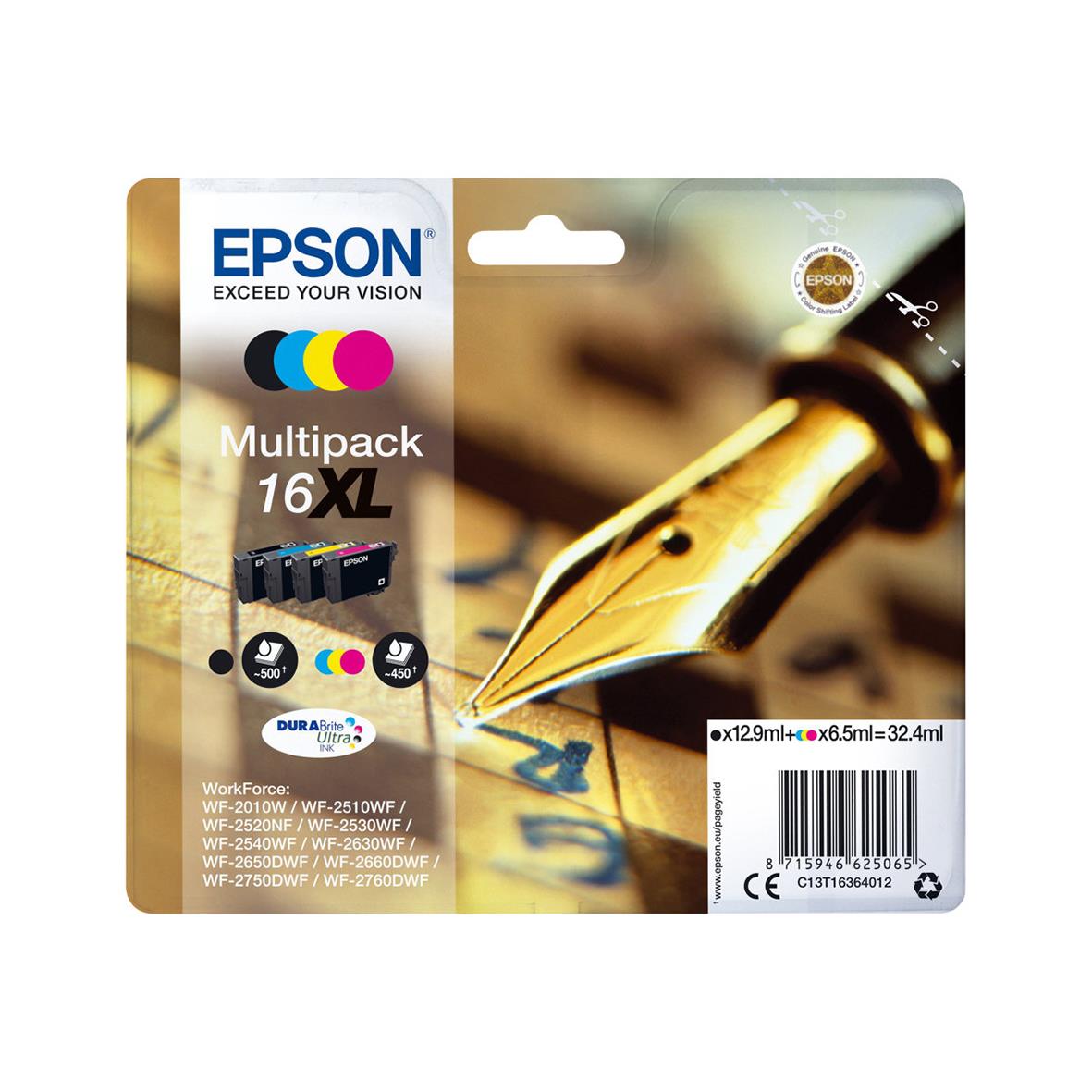 Bläckpatron Epson 16XL multipack C13T16364010 4-färg 26011012