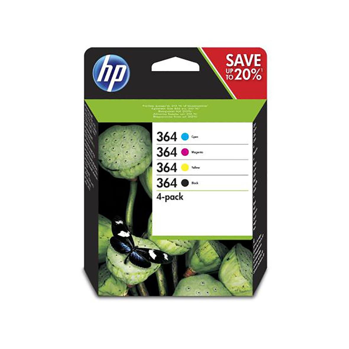 HP 364 bläckpatron i svart och tre färger, 4-pack