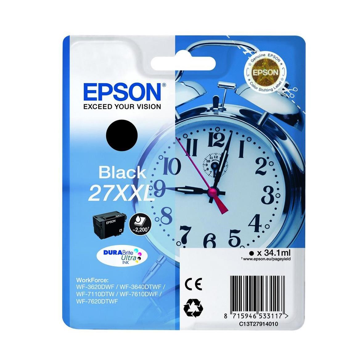 Bläckpatron Epson T2791 XXL C13T27914010 Svart 26011106