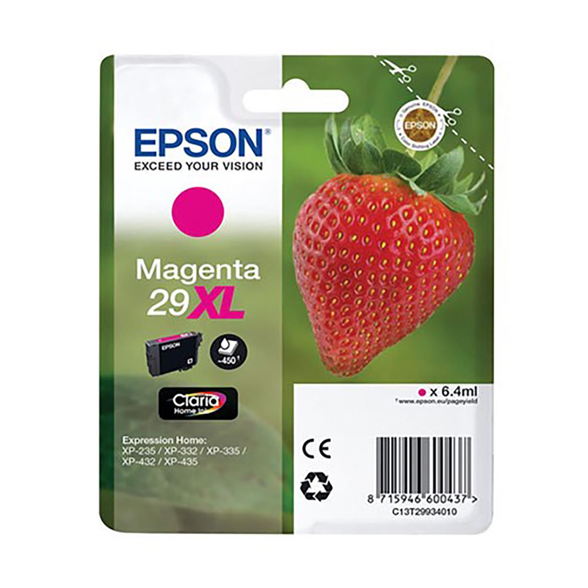 Epson 29XL magentafärgad bläckpatron med jordgubbe på förpackningen