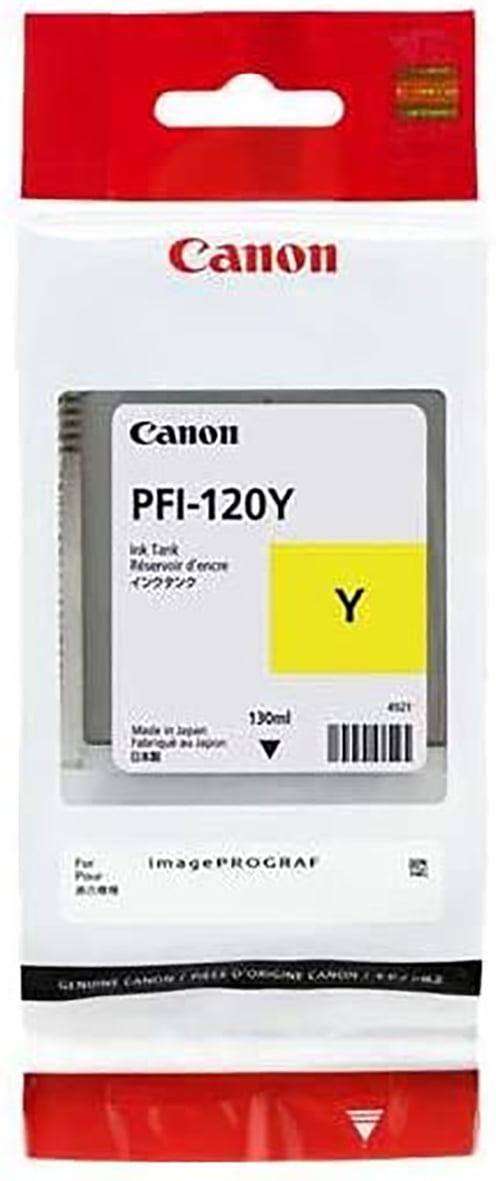 Gult bläckpatron Canon PFI-120Y 130ml i förpackning