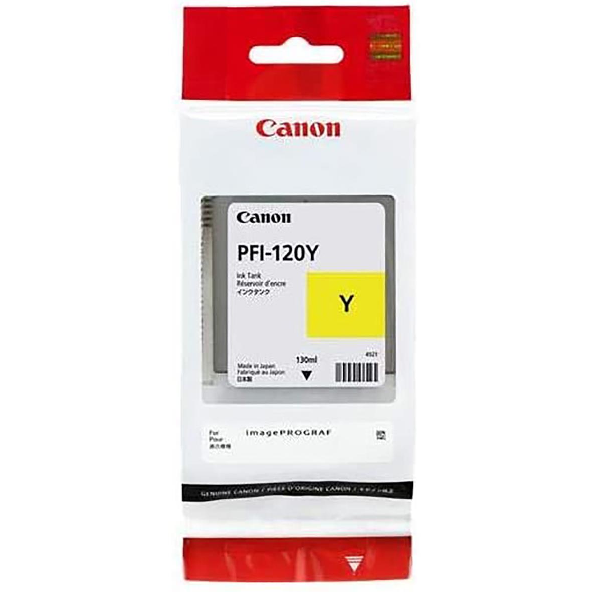 Gult bläckpatron Canon PFI-120Y 130ml i förpackning
