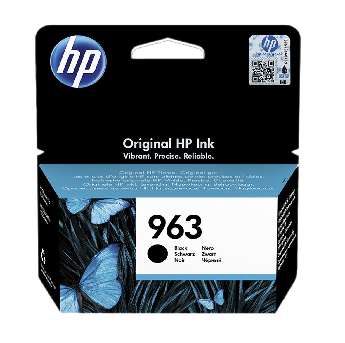 HP bläckpatron No 963 svart för 1000 sidor, paket med blå fjäril och gräs