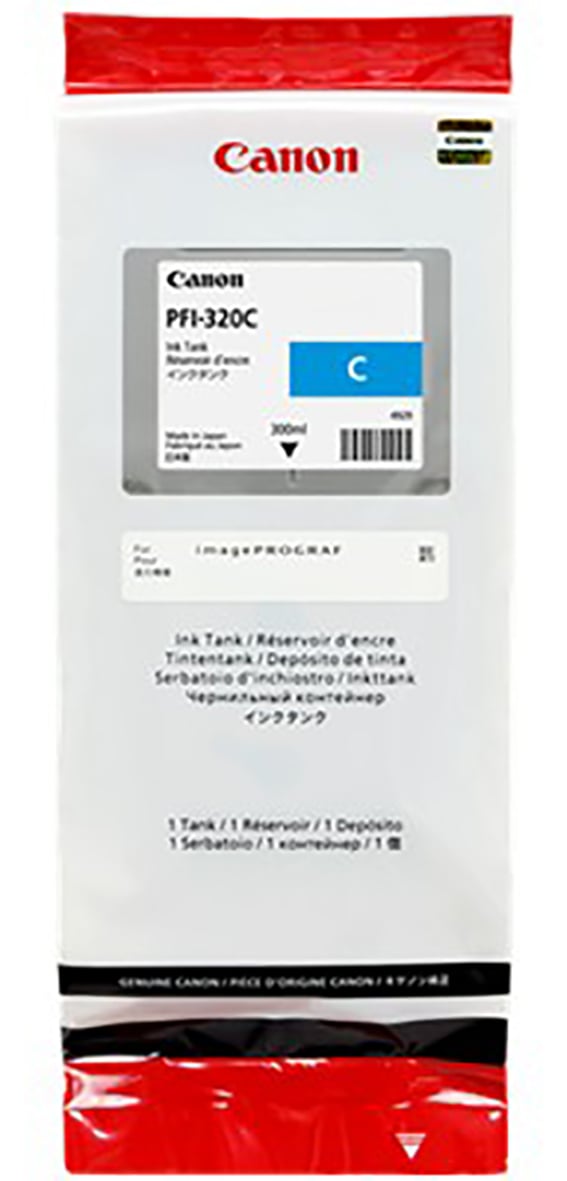 Bläckpatron Canon PFI-320C 300ml Cyan i förpackning