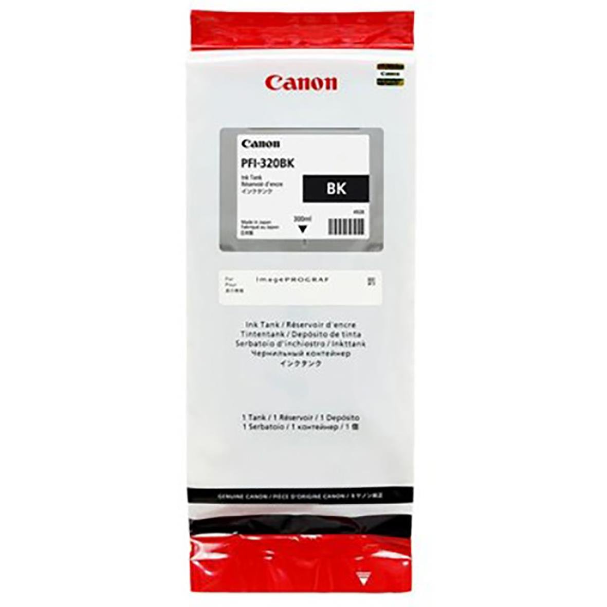 Svart bläckpatron Canon PFI-320BK 300ml i förpackning