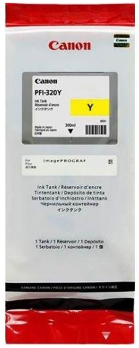 Gult bläckpatron Canon PFI-320Y 300ml i förpackning