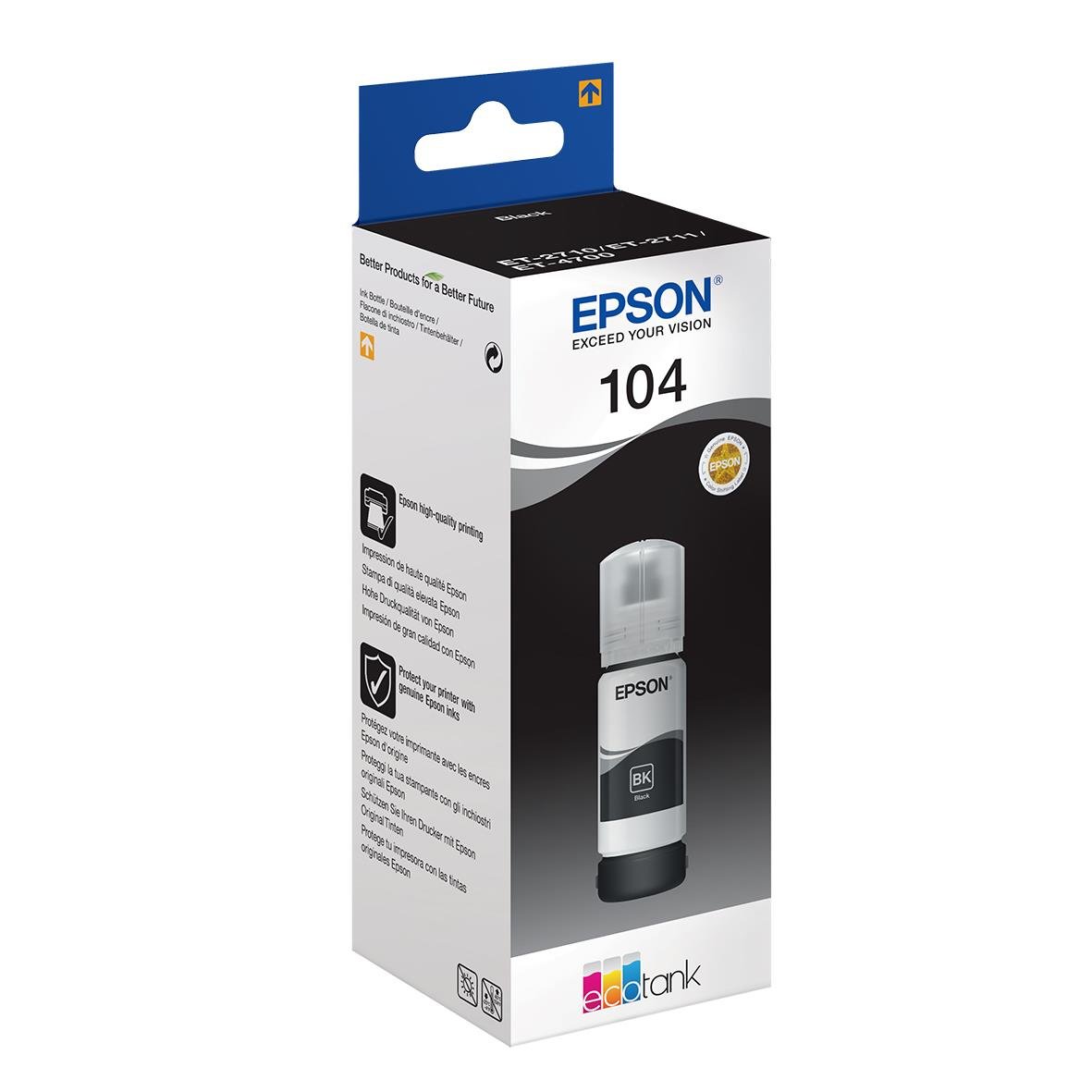 Epson T104 svart bläckpatron för 4500 sidor, 65ml i förpackning