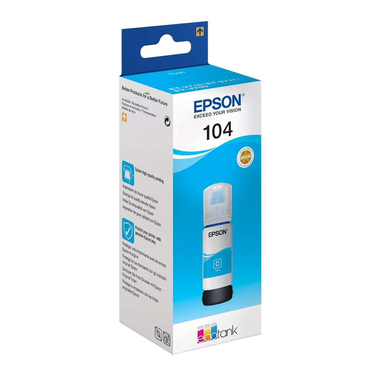 Bläckpatron Epson T104 Cyan 65ml för 7500 sidor