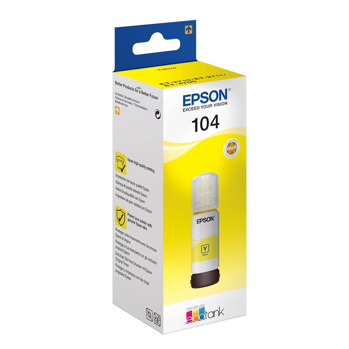 Epson T104 gul bläckpatron för 7500 sidor, 65ml, i originalförpackning