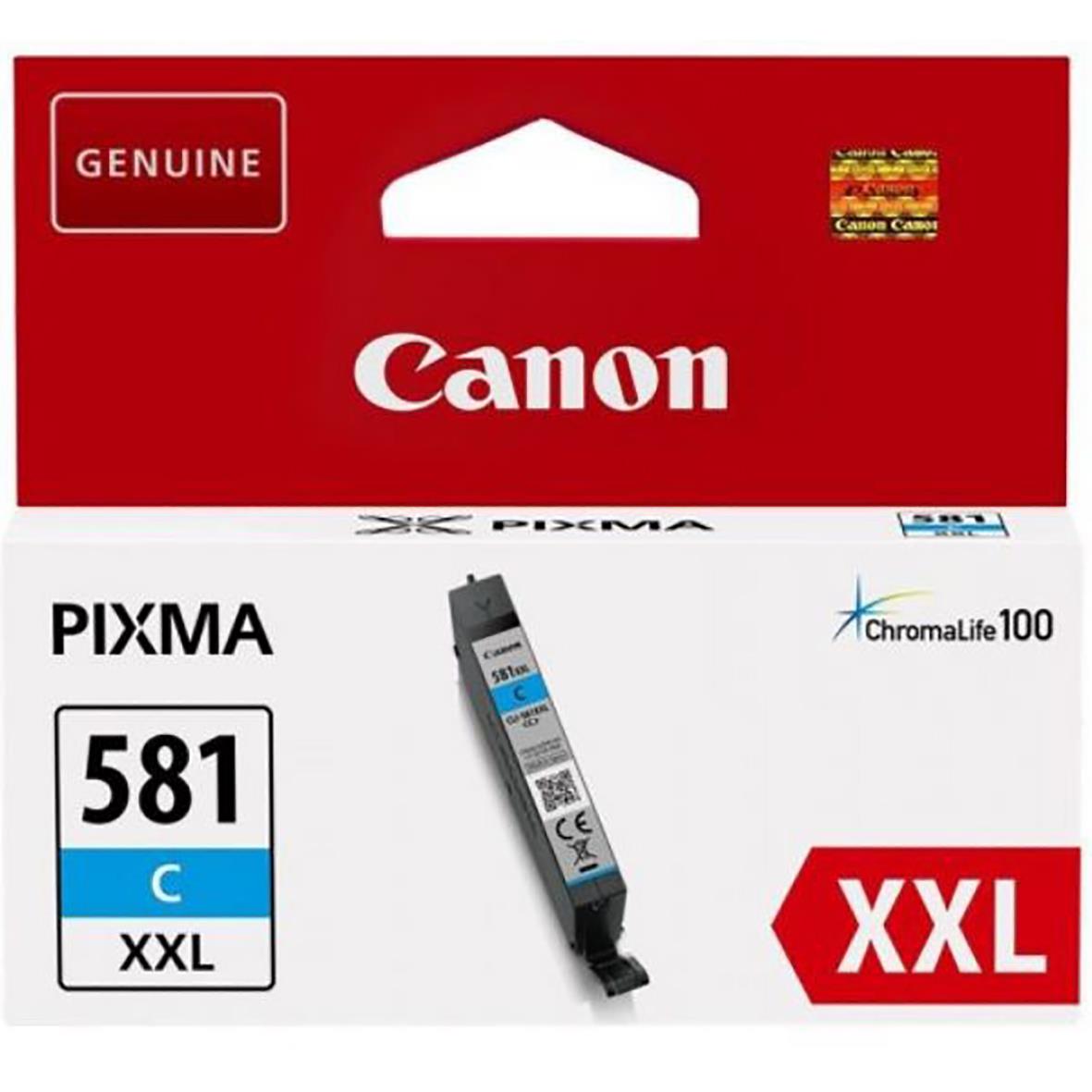 Bläckpatron Canon CLI-581XXL Cyan för PIXMA skrivare, XXL storlek, äkta produkt
