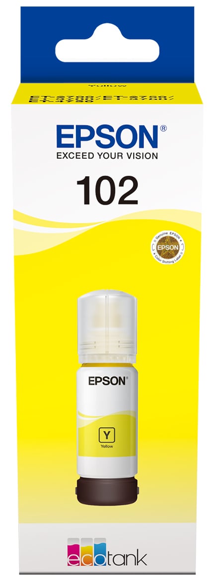 Epson bläckrefill T102 gul för skrivare, 6000 sidor, påfyllningsbar