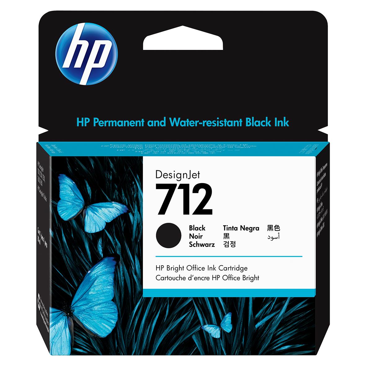 HP svart bläckpatron 712 80ml DesignJet för skrivare