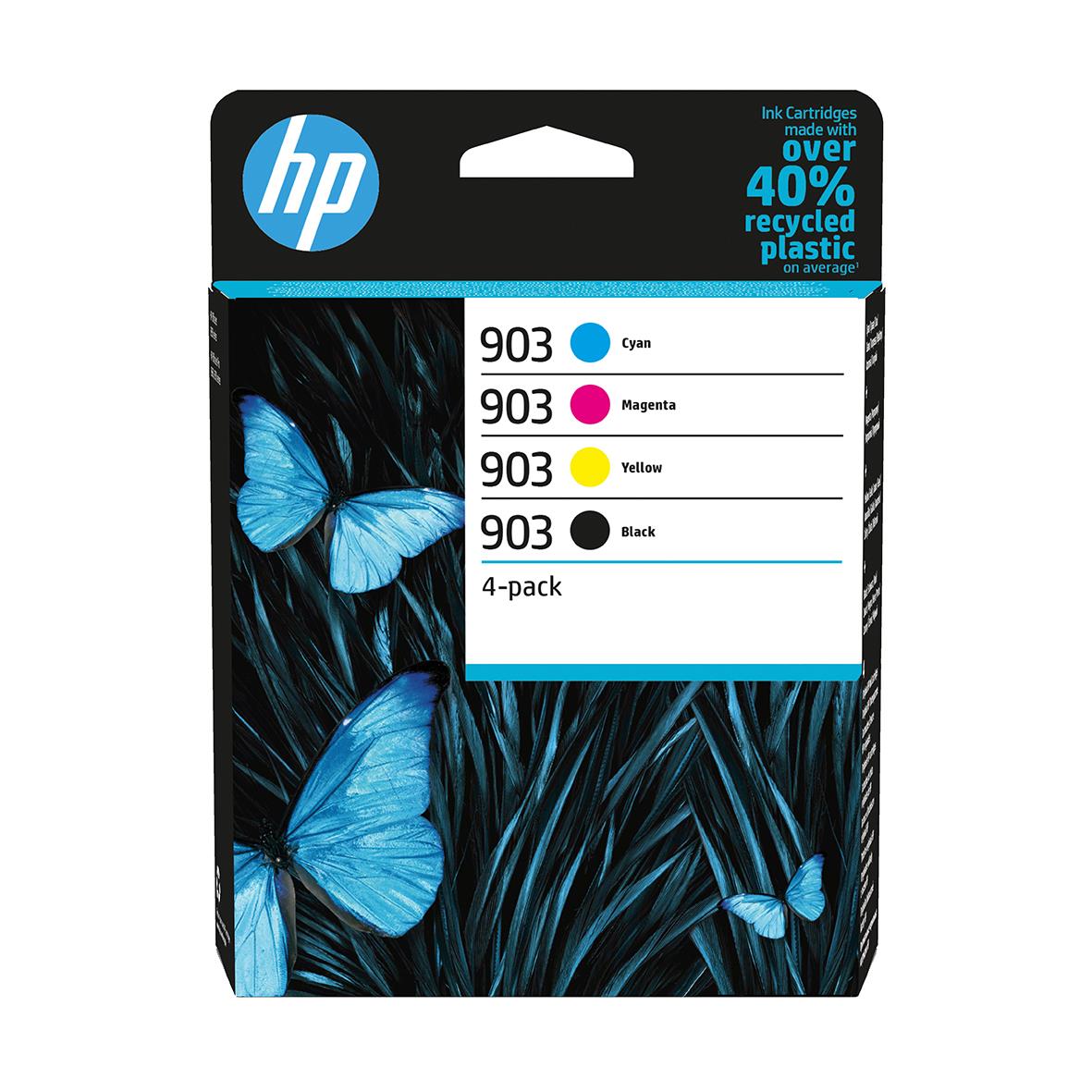 HP 903 bläckpatroner i 4-pack med cyan, magenta, gul och svart färg, 300-315 sidor