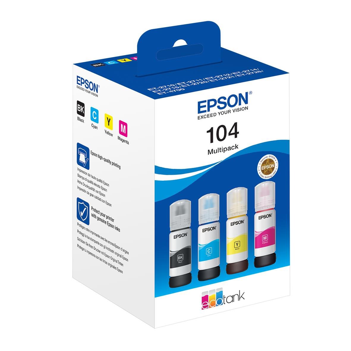Epson T104 bläckpatron med 4 färger och 4x65ml i förpackning