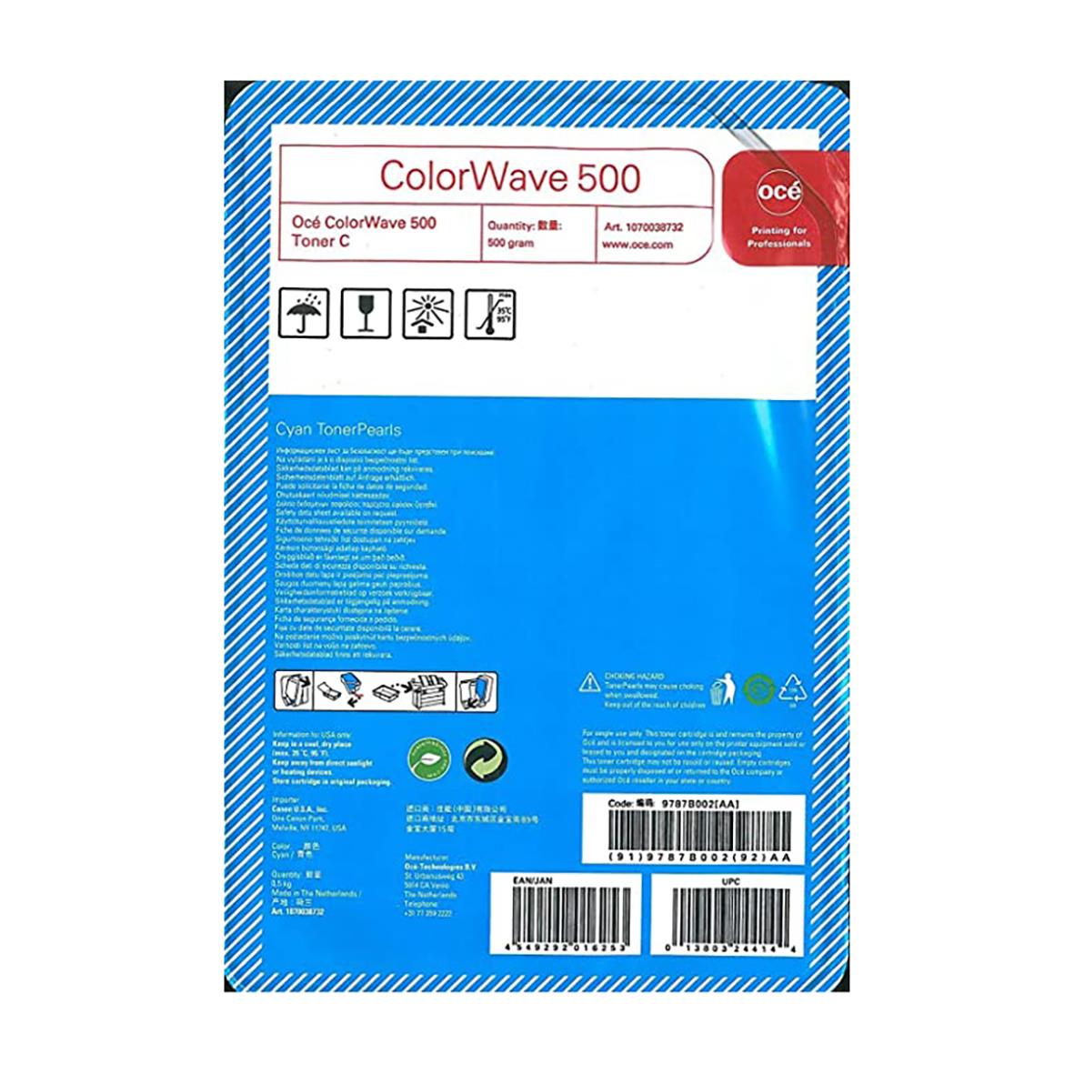 Bläckpatron OCÉ Colorwave 500 Cyan för skrivare i blått och vitt förpackning