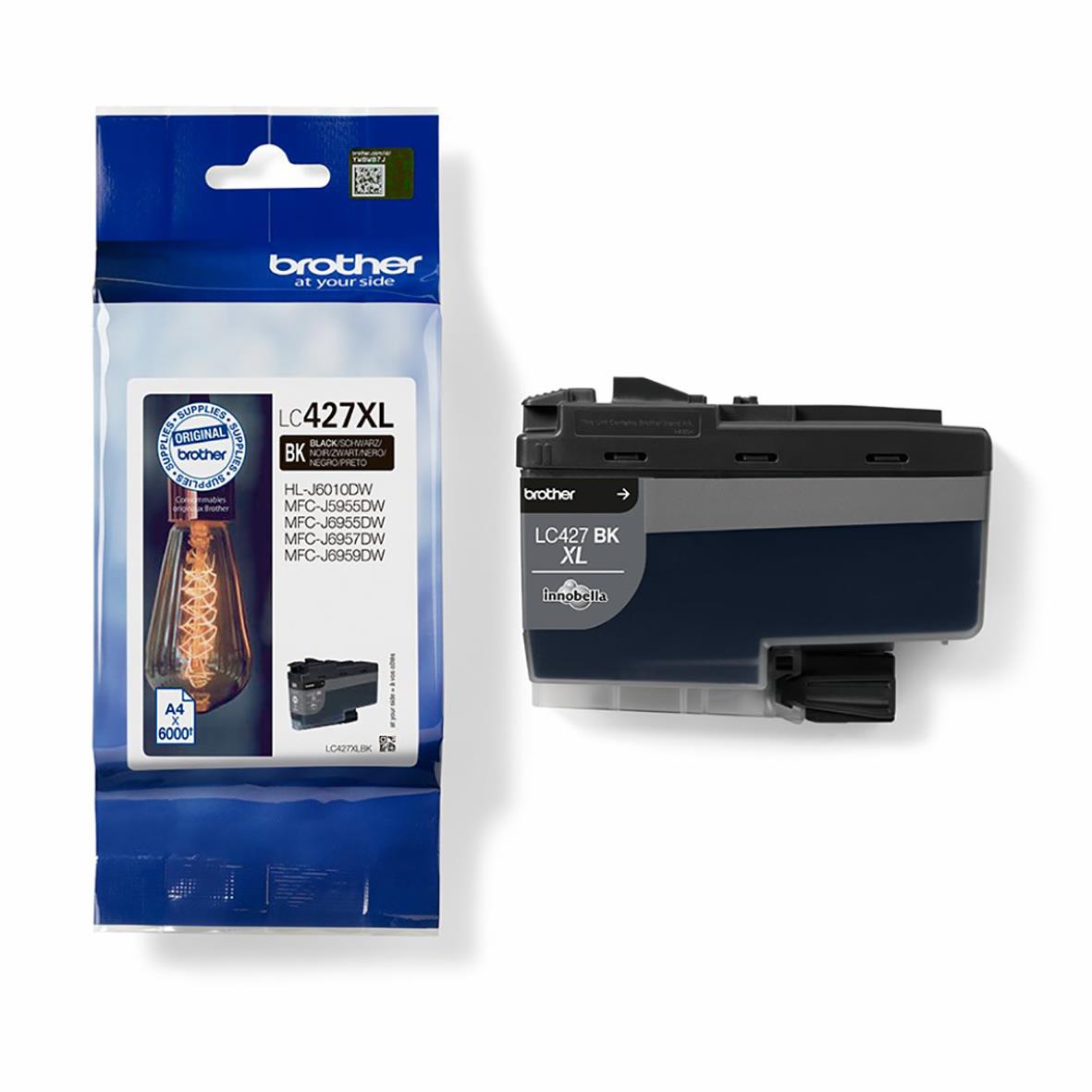 Bläckpatron Brother 6000 Sidor LC427XLBK Svart
