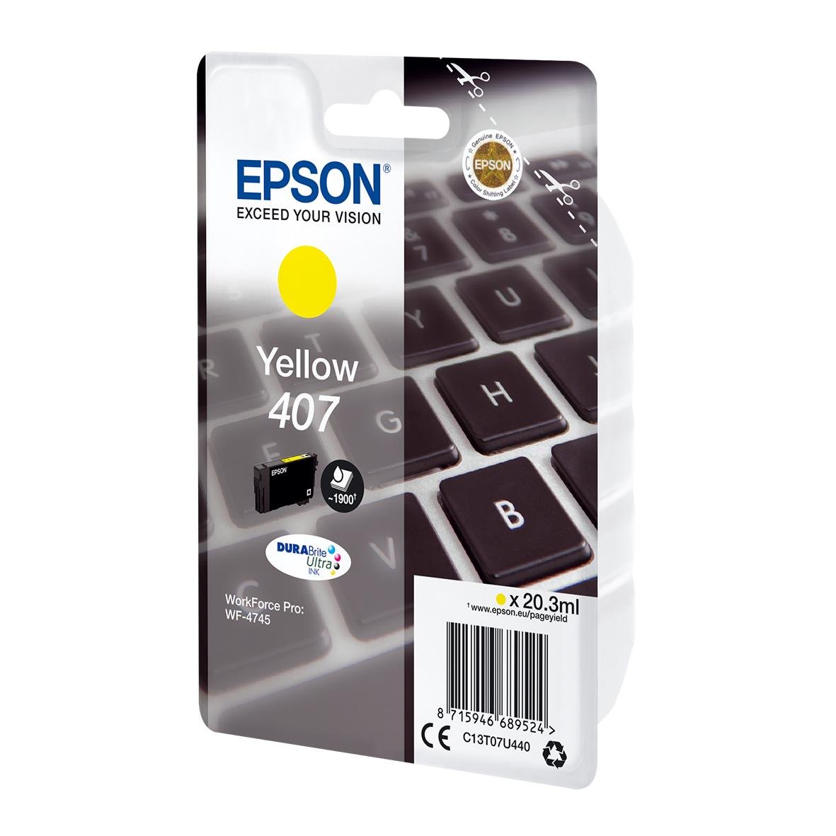Epson bläckpatron gul för WF407, 20,3 ml, för skrivare