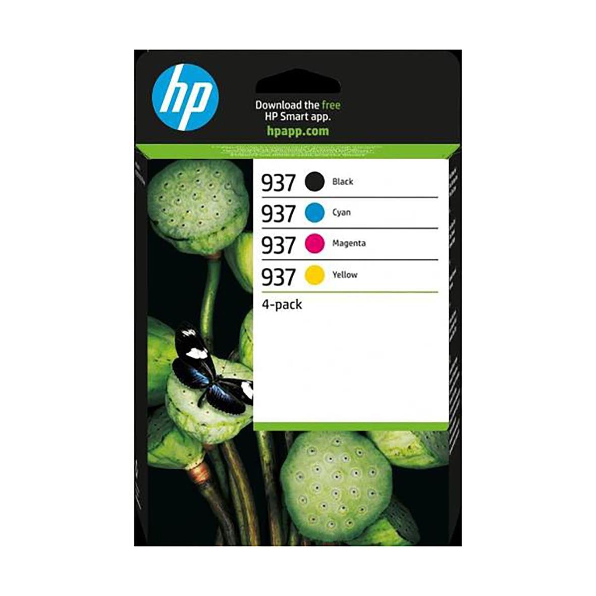 HP 937 bläckpatron för svart, cyan, magenta och gul färg, 4-pack