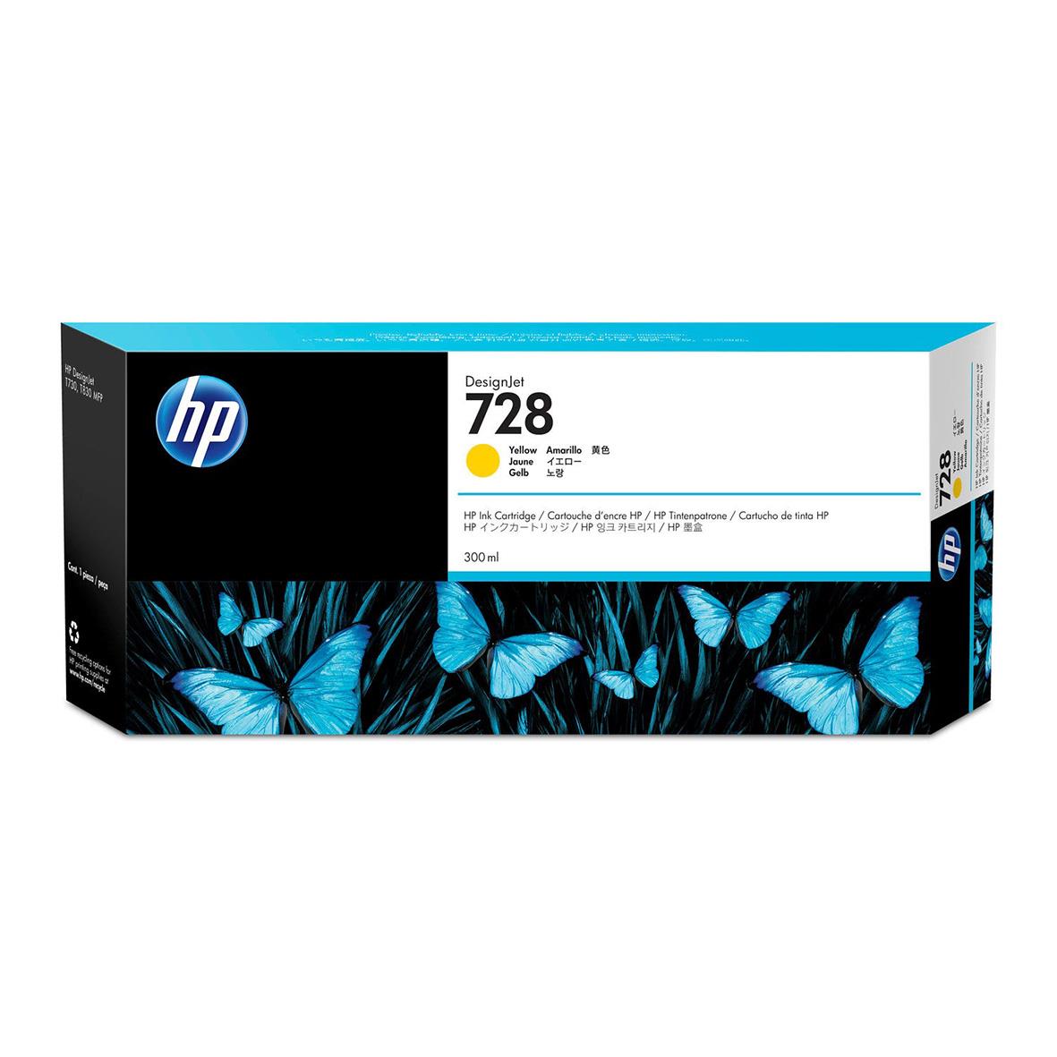 HP 728 gul bläckpatron, 300 ml, i originalförpackning