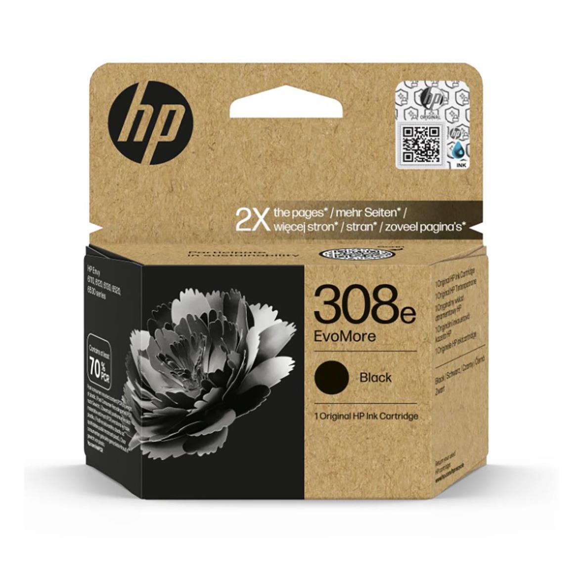 Bläckpatron HP 308e EvoMore Svart i förpackning