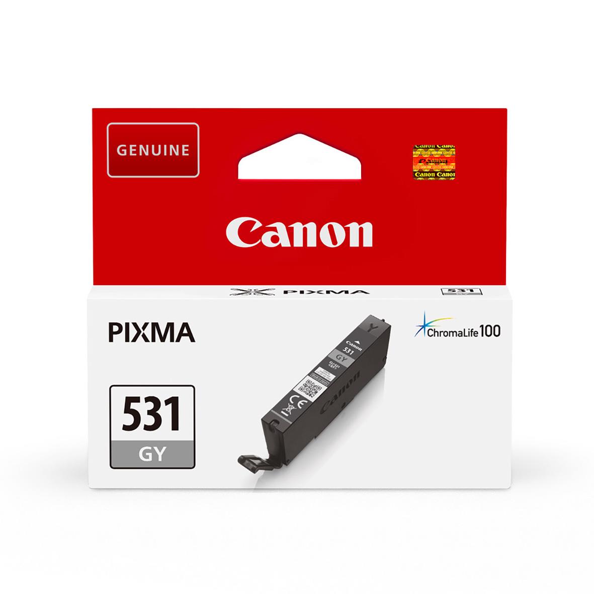 Canon CLI-531 Grå bläckpatron i förpackning med röd och vit design