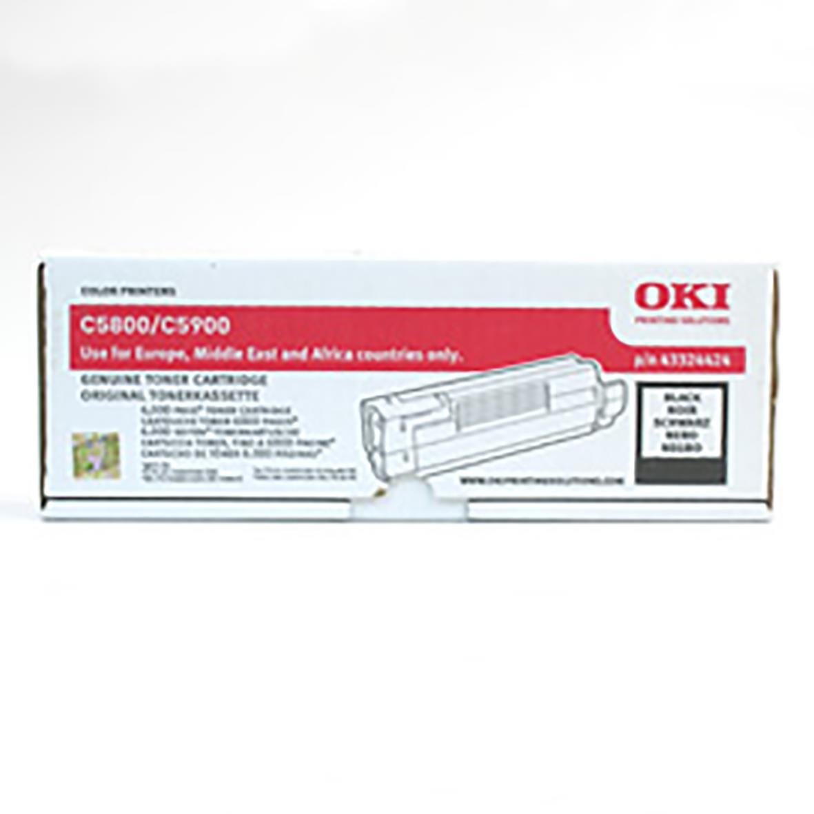 Svart lasertoner för OKI skrivare, modell 43324424, i originalförpackning