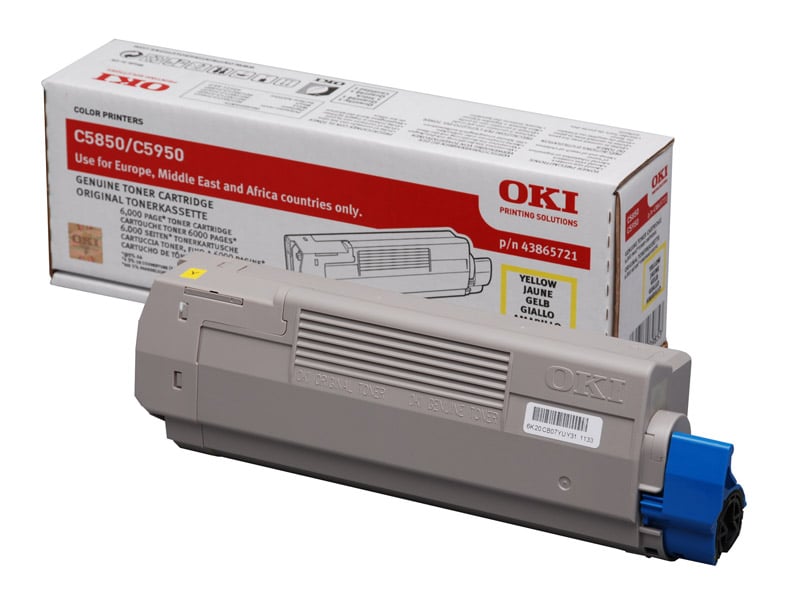 Gul laser tonerkassett för OKI skrivare med förpackning