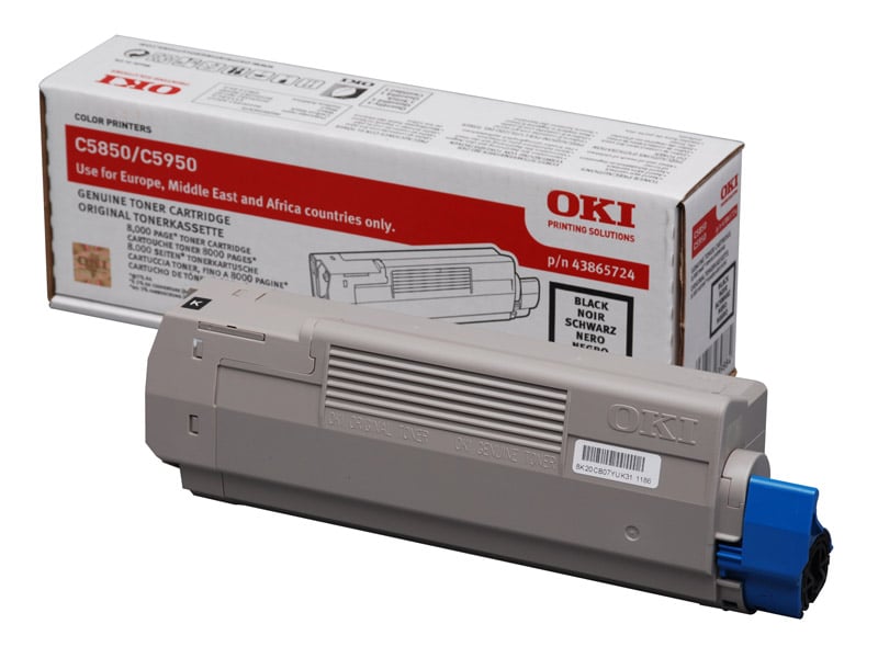 Svart lasertoner OKI 43865724 i originalförpackning för C5850/C5950 skrivare