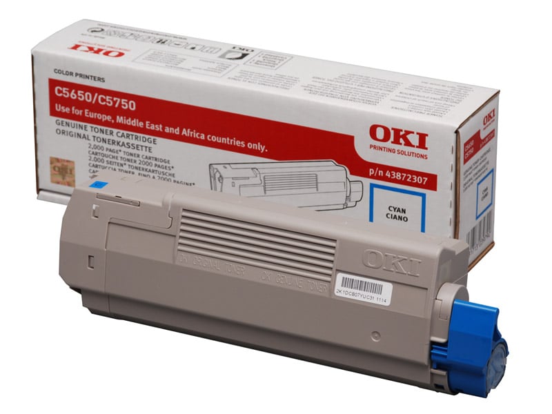 OKI cyan laser toner 43872307 i originalkartong