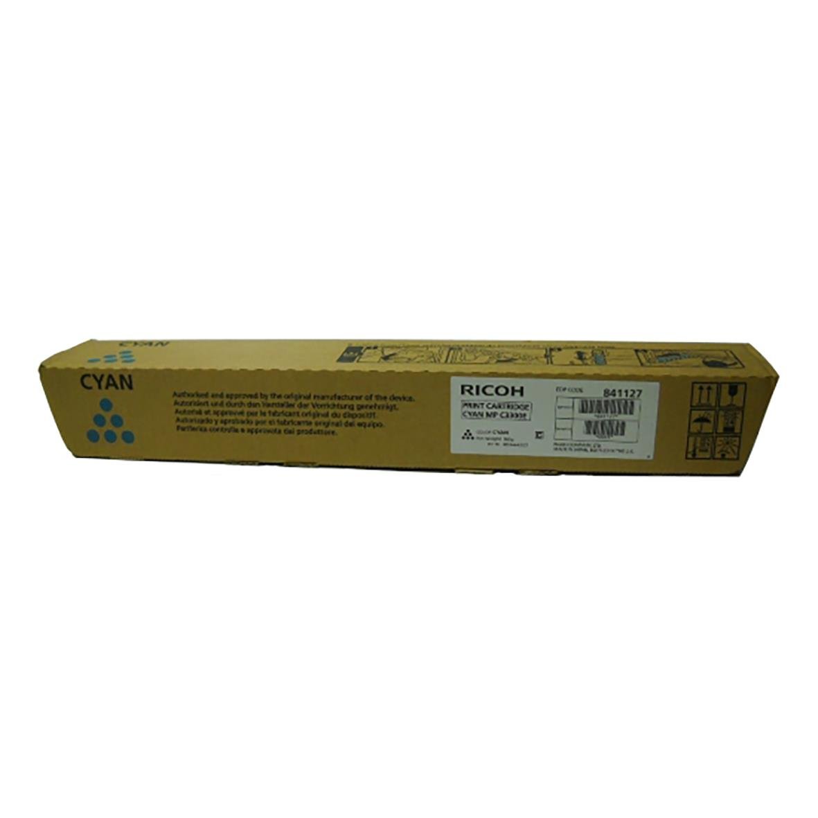 Ricoh cyan laser toner i lång, gulbrun kartong