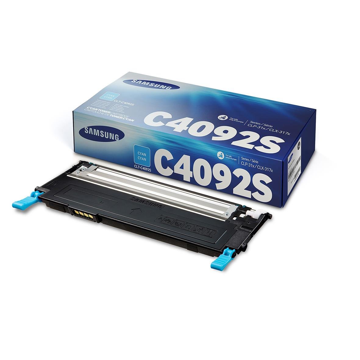 Cyan laser toner för Samsung CLT-C4092S i förpackning och tonerkassett