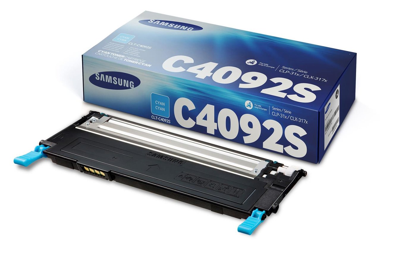 Cyan laser toner för Samsung CLT-C4092S i förpackning och tonerkassett