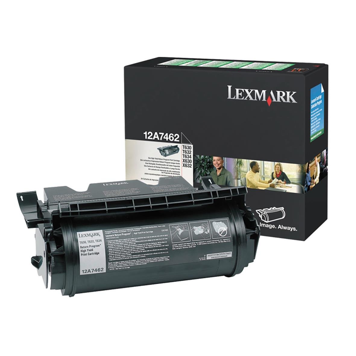 Lasertoner för Lexmark 21000, modell 12A7462, i svart toner