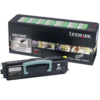 " för Lexmark 2500sid modell 24016SE, svart toner, i förpackning med toner och bild på produkt"