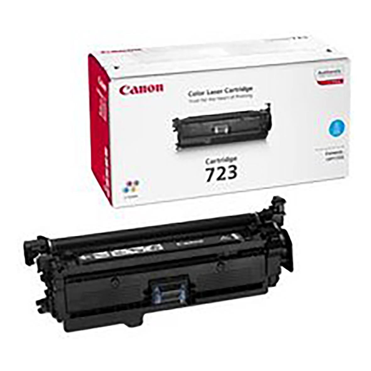 Cyan lasertoner Canon CRG 723 2643B002 i förpackning och utanför