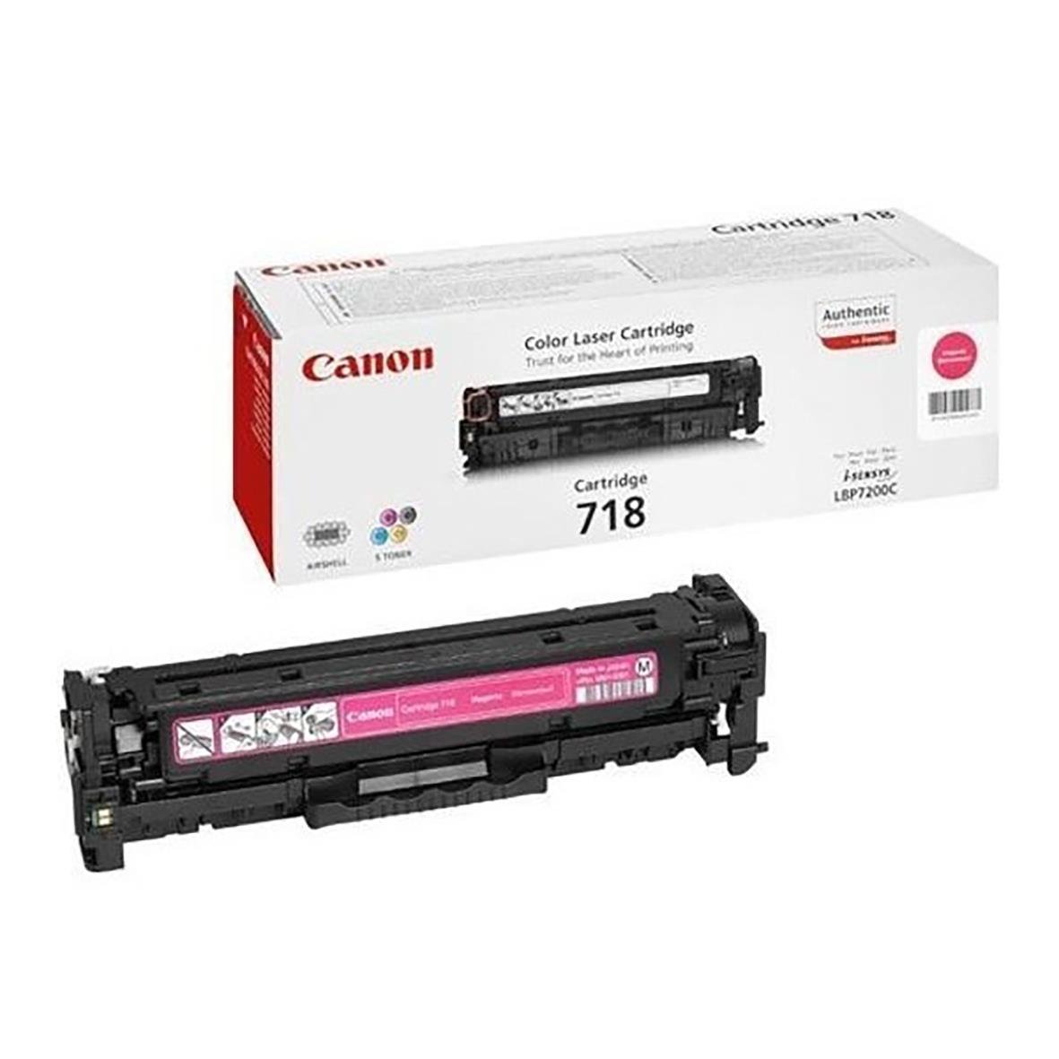 Canon 718M magentafärgad laser tonerkassett i förpackning och utbytesdel