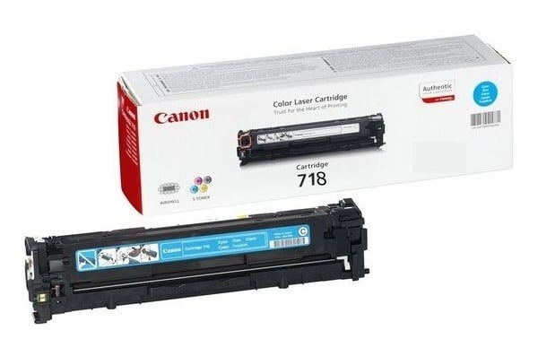 Cyan laser toner Canon 718C 2661B002 i originalkartong och toner