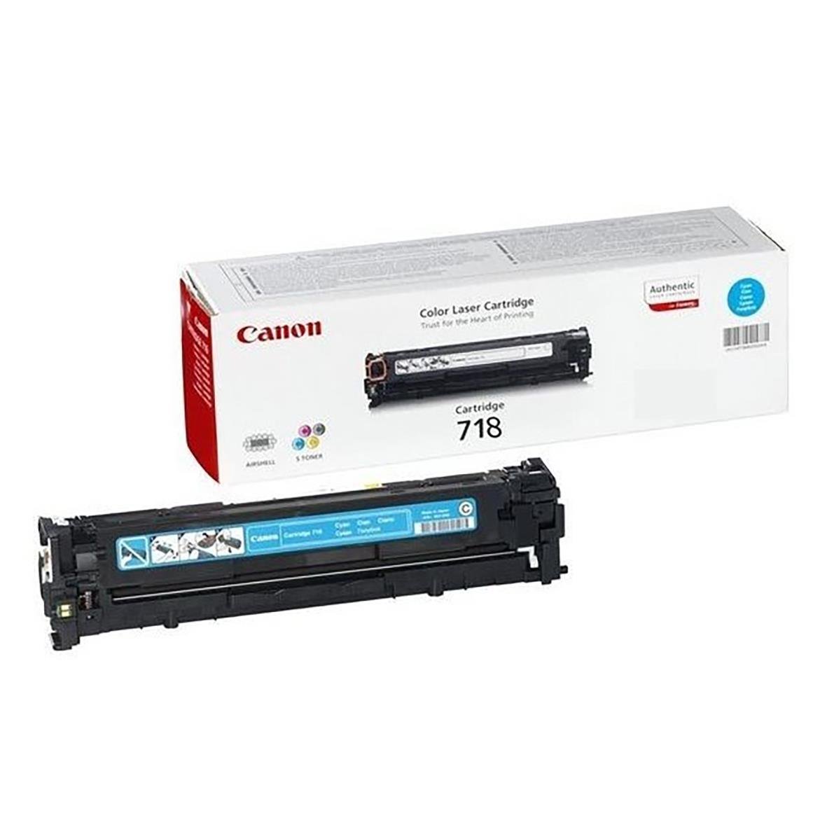 Cyan laser toner Canon 718C 2661B002 i originalkartong och toner
